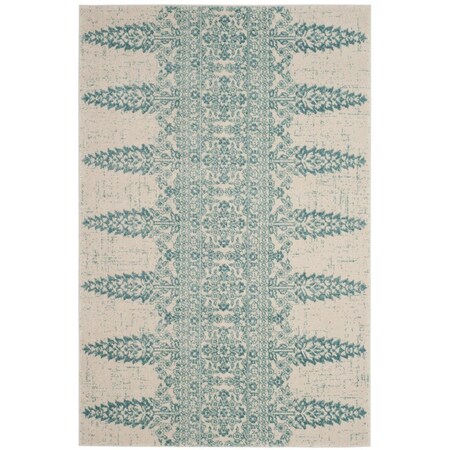 Safavieh 4 x 6 ft. Evoke Power Loomed Medium Rectangle Area Rug, Ivory and Teal EVK521F-4